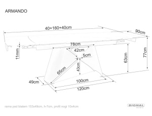 MASA EXTENSIBILA ARMANDO, 160/240 CM, ALB MAT/NEGRU MAT, DIN CERAMICA SI METAL, SIGNAL - Img 12