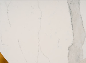 MASA EXTENSIBILA ARMANI, 160/220 CM, EFECT DE MARMURA ALBA/NEGRU MAT/CROM, DIN CERAMICA, MDF SI METAL, STIL MODERN - Img 5