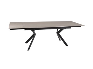 MASA EXTENSIBILA DINING, 160/240 CM, BEJ/NEGRU MAT, DIN CERAMICA SI METAL, STIL MODERN - Img 2