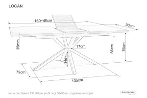MASA EXTENSIBILA LOGAN, 160/200 CM, NUC/NEGRU MAT, BLAT DIN MDF SI PICIOARE DIN METAL, STIL MODERN - Img 8