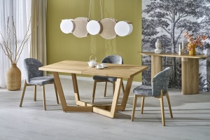 MASA EXTENSIBILA MASSIVE 3, 160/250 CM, STEJAR NATURAL, DIN FURNIR NATURAL SI LEMN MASIV DE STEJAR, STIL MODERN - Img 2