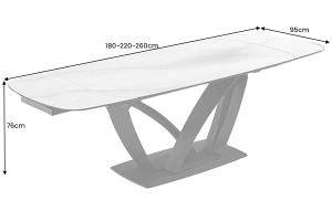 MASA EXTENSIBILA, PAPILLON 180/260CM, DIN CERAMICA/STICLA MARMURA ALBA SI METAL, ARTIM GROUP SELECTION - Img 6