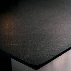 MASA EXTENSIBILA VICTUS, EFECT DE PIATRA NEAGRA/NEGRU, 160/220 CM, BLAT DIN MDF SI PICIOARE DIN METAL, STIL MODERN - Img 4
