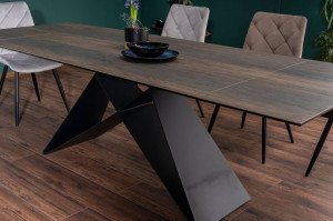 MASA EXTENSIBILA WESTIN LEGNO, MARO/NEGRU MAT, 160/240 CM, DIN STICLA SECURIZATA, CERAMICA SI METAL, STIL MODERN - Img 3