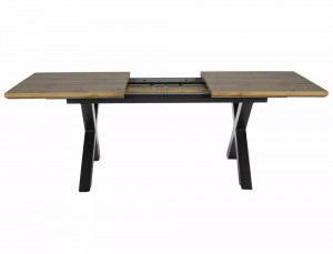 MASA EXTENSIBILA XAVIERO II, 160/240 CM, STEJAR ARTISAN/NEGRU, BLAT DIN MDF SI PICIOARE DIN METAL, STIL MODERN - Img 6