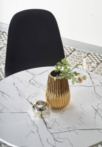 MASA LIVING DENVER, CU EFECT DE MARMURA ALBA/ALB, 80 CM, BLAT DIN MDF SI PICIOR DIN METAL, STIL MODERN - Img 2