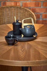 MASA LIVING STIL CARMELO, NUC/NEGRU, 100 CM, BLAT DIN MDF SI PICIOR DIN METAL, STIL CLASIC - Img 4