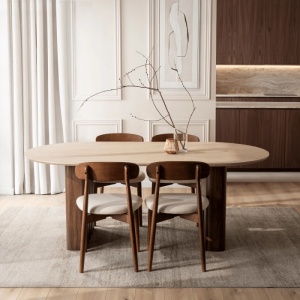 MASA OVALA 200CM, ARTIM MEBLE, REALIZATA DIN MDF, CULOARE TRAVERTIN/NUC, STIL MODERN - Img 3