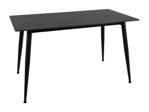 MASA RION 130X70 CU BLAT DIN CERAMICA CU EFECT DE MARMURA SI PICIOARE DIN METAL, NEGRA, STIL MODERN