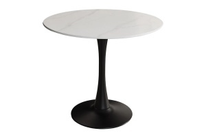 MASA ROTUNDA PENTRU LIVING LYON 80CM, DIN METAL SI CERAMICA, CULOARE ALB/NEGRU, INVICTA INTERIOR