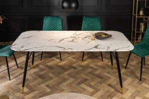 MASA STIL MODERN 140CM , PARIS, COD 41881, BLAT STICLA SI METAL - Img 2