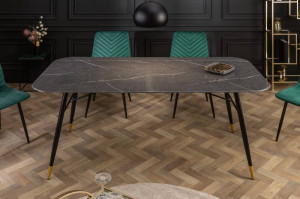 MASA STIL MODERN 140CM , PARIS, COD 41882, BLAT STICLA SI METAL - Img 2