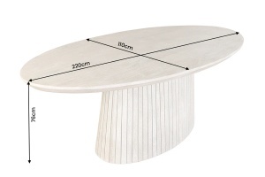 MASA SUFRAGERIE OVALA ART DECO 220CM, REALIZATA DIN LEMN DE MANGO, CULOARE GRI FUMURIU, INVICTA INTERIOR - Img 10