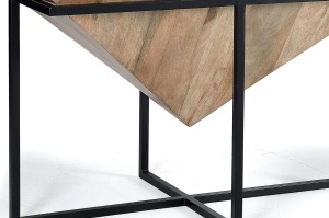 MASUTA CAFEA LAGUNA 100CM, REALIZATA DIN LEMN DE MANGO SI METAL, CULOARE NATUR/NEGRU, GINER Y COLOMER