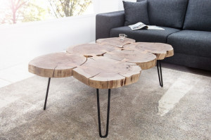 MASUTA DE CAFEA 115CM, GOA II, LEMN MASIV, DESIGN RUSTIC - Img 1