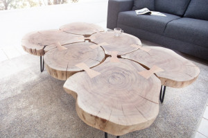 MASUTA DE CAFEA 115CM, GOA II, LEMN MASIV, DESIGN RUSTIC - Img 3