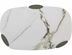 MASUTA DE CAFEA ADORO B, 105CM, ALB LUCIOS/CUPRU, BLAT DIN MDF, CERAMICA SI METAL, STIL MODERN - Img 3