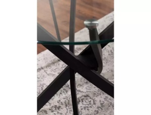 MASUTA DE CAFEA AGIS A, 60 CM, TRANSPARENT/NEGRU, BLAT DIN STICLA SECURIZATA SI CADRU DIN METAL, STIL MODERN - Img 3