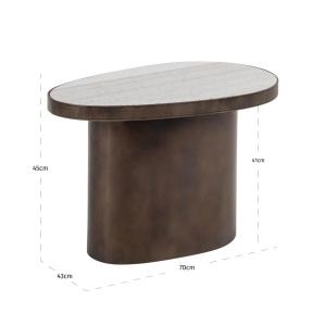 MASUTA DE CAFEA BILOXI, 214334, CONFECTIONATA DIN MDF, MARMURA ITALIANA, OTEL INOXIDABIL SI METAL, MARO SI BEJ, STIL MODERN - Img 6