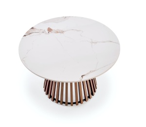 MASUTA DE CAFEA CARINA, 80 CM, EFECT DE MARMURA BEJ/NUC, DIN MDF SINTERIZAT/FURNIRUIT, STIL MODERN - Img 4