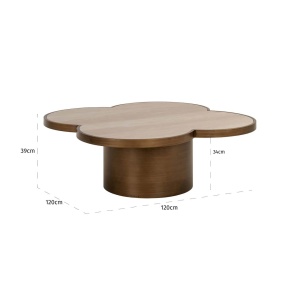 MASUTA DE CAFEA CLOVER, 213233, CONFECTIONATA DIN METAL, LEMN RECICLAT SI TRAVERTIN CERAMIC, BEJ, STIL MODERN - Img 4
