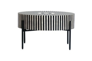 MASUTA DE CAFEA CU INCRUSTATII DE OS, HARMONY NATURE 65CM, CULOARE ALB/NEGRU, MODEL DEOSEBIT - Img 5