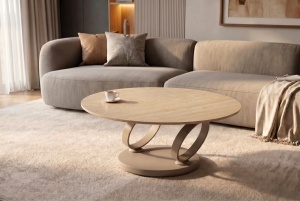 MASUTA DE CAFEA DEOSEBITA, RINGS 220CM, REALIZATA DIN CERAMICA SI METAL, CULOARE GRI SAMPANIE, INVICTA INTERIOR - Img 4