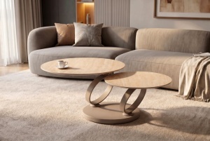MASUTA DE CAFEA DEOSEBITA, RINGS 220CM, REALIZATA DIN CERAMICA SI METAL, CULOARE GRI SAMPANIE, INVICTA INTERIOR - Img 14