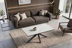 MASUTA DE CAFEA GALAXIE 100CM, DIN METAL SI CERAMICA, CULOARE ALB/NEGRU, INVICTA INTERIOR - Img 2