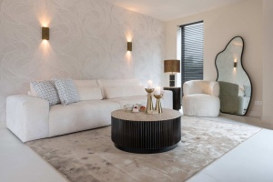 MASUTA DE CAFEA HAMPTON 211589, CONFECTIONATA DIN METAL, MDF SI TRAVERTIN, CULOAREA BEJ/MARO, STIL MODERN - Img 6