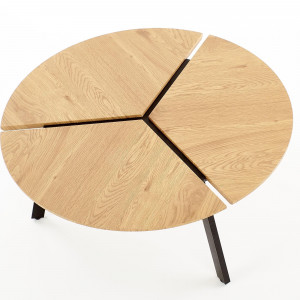 MASUTA DE CAFEA LUANA, STEJAR/NEGRU, DIN MDF FURNIRUIT SI METAL, STIL MODERN, HALMAR - Img 4