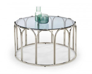 MASUTA DE CAFEA OLIVIA, TRANSPARENT/CROM, DIN STICLA SI METAL, STIL MODERN, HALMAR