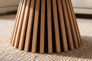 MASUTA DE CAFEA ROTUNDA VALHALLA 70CM, REALIZATA DIN LEMN DE STEJAR SI BLATUL DIN MDF SI FURNIR STEJAR, CULOARE NATUR - Img 4