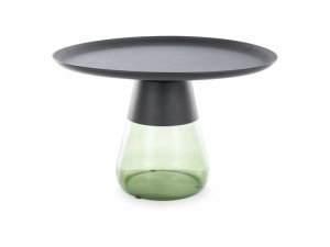 MASUTA DE CAFEA TIFFANY B, 70 CM, NEGRU MAT/VERDE, BLAT DIN METAL SI CADRU DIN STICLA, STIL MODERN