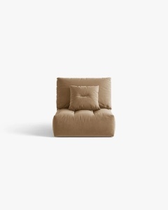 MODUL CANAPEA BLOOM, BEJ MIGDALA, 95X97 CM, CU TAPITERIE DIN TEXTIL CATIFEA CASINO, MICADONI