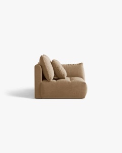 MODUL CANAPEA BLOOM, PE DREAPTA, BEJ MIGDALA, 116X97 CM, CU TAPITERIE DIN TEXTIL CATIFEA CASINO, MICADONI - Img 3