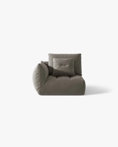 MODUL CANAPEA BLOOM, PE STANGA, GRI, 116X97 CM, CU TAPITERIE DIN TEXTIL CATIFEA CASINO, MICADONI