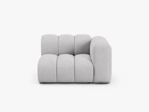 MODUL CANAPEA LUPIN, 114 CM, PE DREAPTA, GRI DESCHIS, CU TAPITERIE DIN TEXTIL BOUCLE BALOO, MICADONI
