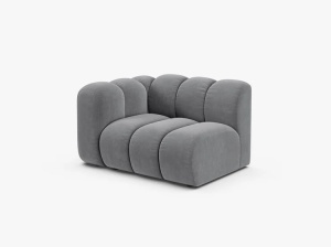 MODUL CANAPEA LUPIN, 114 CM, PE STANGA, GRI, CU TAPITERIE DIN TEXTIL CATIFEA SALVADOR, MICADONI - Img 2