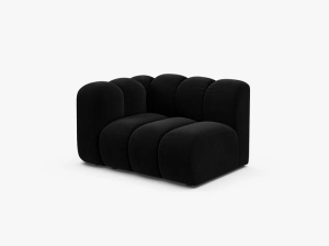 MODUL CANAPEA LUPIN, 114 CM, PE STANGA, NEGRU, CU TAPITERIE DIN TEXTIL CATIFEA VENUS, MICADONI - Img 2