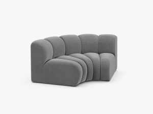 MODUL CANAPEA LUPIN, 185 CM, GRI DESCHIS, CU TAPITERIE DIN TEXTIL CATIFEA VENUS, MICADONI - Img 2