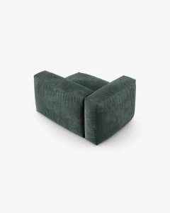 MODUL COLTAR/CANAPEA MARTINA, 120X120 CM, PE STANGA, ADANCIME SCAUN 90 CM, VERDE MUSCHI, TAPITAT CU TAPITERIE DIN TEXTIL CATIFEA VOGUE, MICADONI - Img 3