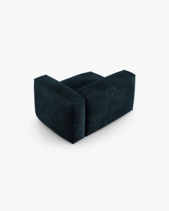 MODUL COLTAR/CANAPEA MARTINA, 120X120 CM, PE STANGA, ADANCIME SCAUN 90 CM, ALBASTRU INCHIS, TAPITAT CU TAPITERIE DIN TEXTIL CATIFEA VOGUE, MICADONI - Img 3