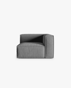 MODUL COLTAR/CANAPEA NURIA GRI, 110X110 CM, TAPITAT CU TAPITERIE DIN TEXTIL CATIFEA PARIS, MICADONI