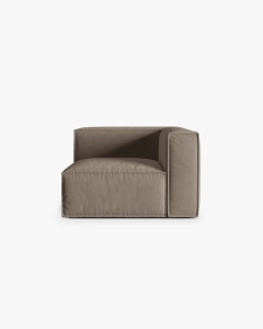 MODUL COLTAR/CANAPEA NURIA GRI CALD, 110X110 CM, TAPITAT CU TAPITERIE DIN TEXTIL STRUCTURAT LIBERTY, MICADONI