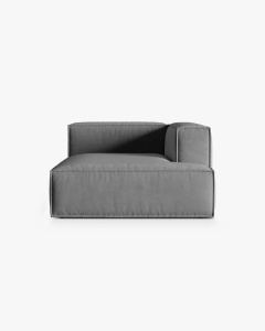 MODUL COLTAR/CANAPEA NURIA GRI, PE DREAPTA, 147X127 CM, TAPITAT CU TAPITERIE DIN TEXTIL CATIFEA PARIS, MICADONI