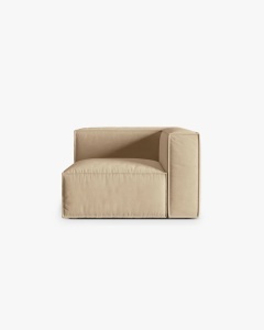 MODUL COLTAR/CANAPEA NURIA NUD, 110X110 CM, TAPITAT CU TAPITERIE DIN TEXTIL STRUCTURAT LIBERTY, MICADONI
