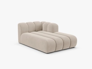 MODUL SEZLONG CANAPEA LUPIN, PE DREAPTA, BEJ, CU TAPITERIE DIN TEXTIL CATIFEA SALVADOR, MICADONI - Img 2