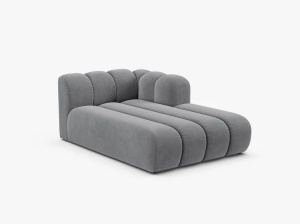 MODUL SEZLONG CANAPEA LUPIN, PE DREAPTA, GRI, CU TAPITERIE DIN TEXTIL CATIFEA SALVADOR, MICADONI - Img 2
