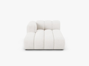 MODUL SEZLONG CANAPEA LUPIN, PE STANGA, ALB, CU TAPITERIE DIN TEXTIL BOUCLE BALOO, MICADONI